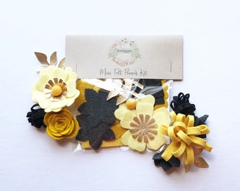 Mini Felt Flower Craft Kit | Black and Gold