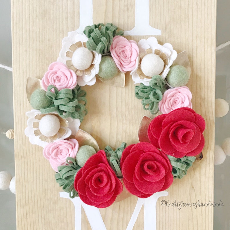 Felt Flower Wreath Craft Kit Strawberry Mint image 5