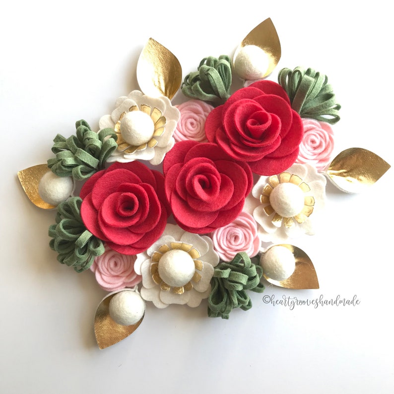 Felt Flower Wreath Craft Kit Strawberry Mint image 6