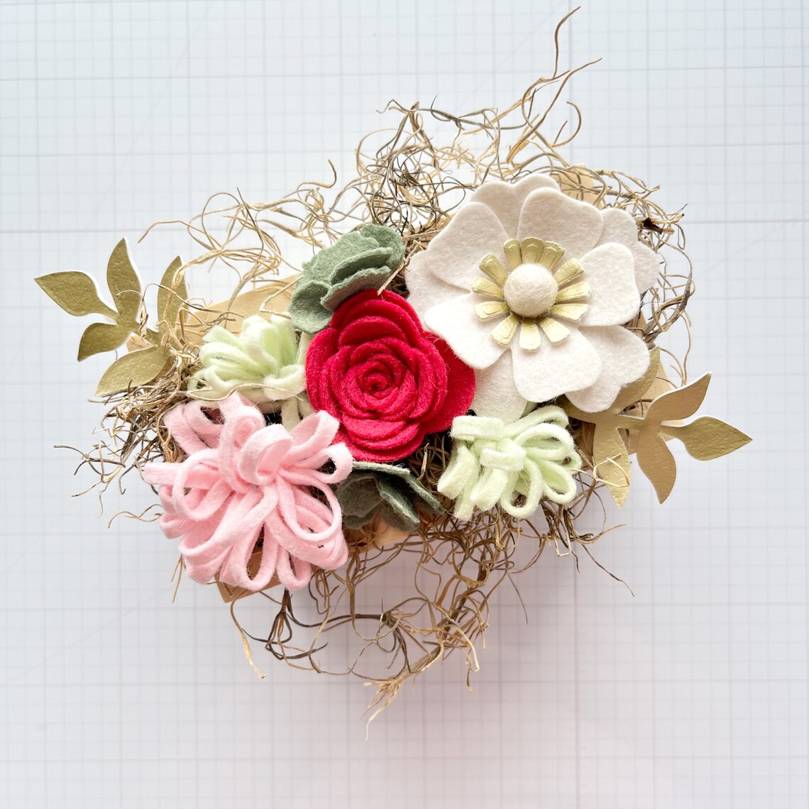 Mini Felt Flower Craft Kit Strawberry Mint Etsy