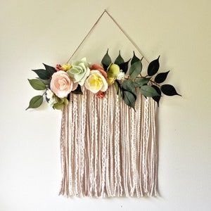 Sample Sale | Felt Flower Mixed Fiber Boho Wall Hanging | Last One!