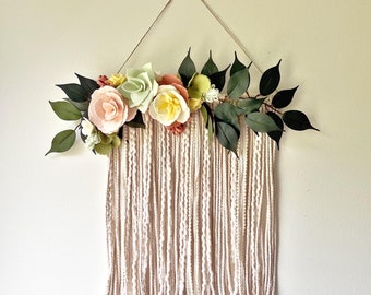 Sample Sale | Felt Flower Mixed Fiber Boho Wall Hanging | Last One!