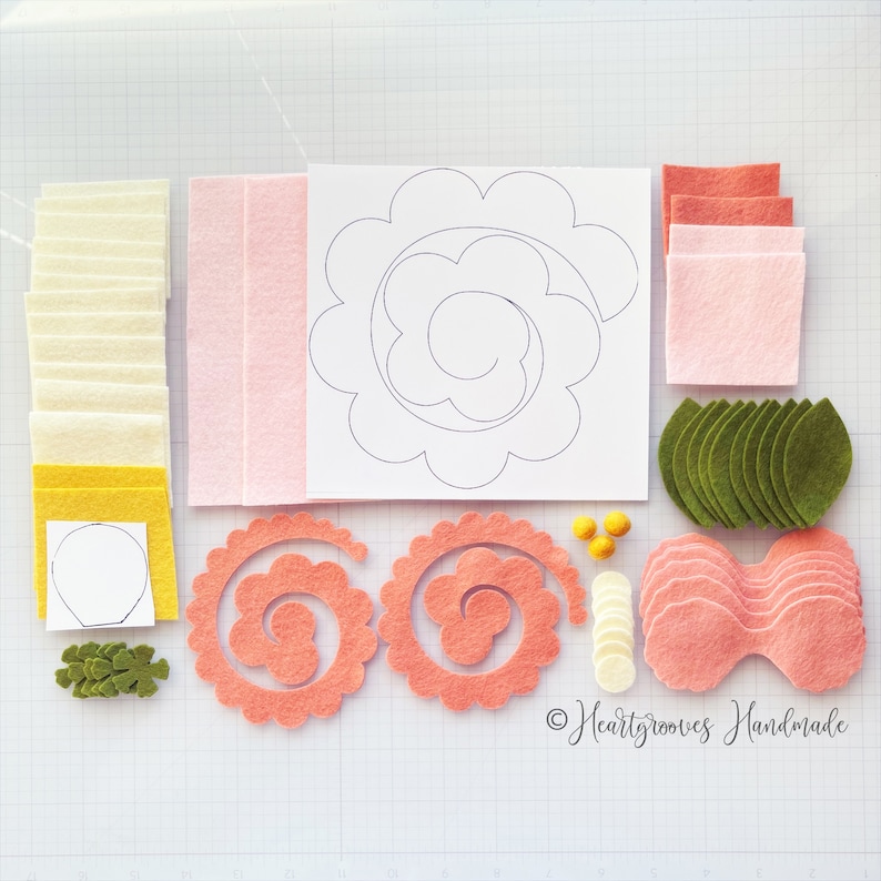 Kit de création de fleurs en feutre Rose magnolia image 2
