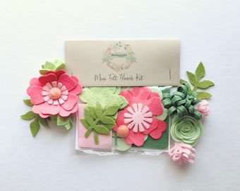 Mini Felt Flower Craft Kit | Coral Sage