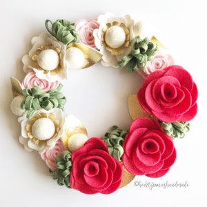 Felt Flower Wreath Craft Kit Strawberry Mint image 3