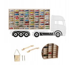 Rangement pour boîtes d'allumettes étagère pour petites voitures, garage pour boîtes d'allumettes, roues chaudes, mur d'affichage pour petites voitures, organiseur, étui, camion blanc hdf