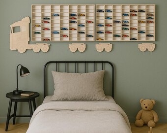Drewniana półka na ciężarówki Hot Wheels, 160 ekspozytorów samochodowych