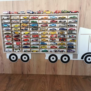 Rangement pour boîtes d'allumettes étagère pour petites voitures, garage pour boîtes d'allumettes, roues chaudes, mur d'affichage pour petites voitures, organiseur, étui, camion blanc hdf