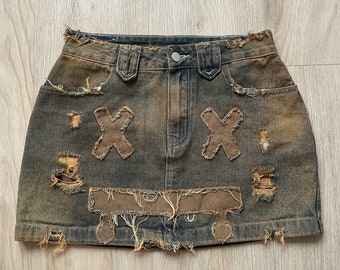 Y2K Rock, Denim Rock, Jeansrock, Skirt, Custom Skirt