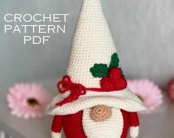 Patrón navideño de crochet, gnomo navideño, gnomo de crochet, amigurumi