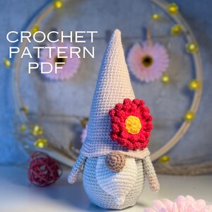 Crochet Flower Gnome, Crochet gnome pattern, Flower gnome