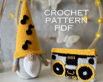 Crochet Music Gnome Pattern, US English (PDF Pattern)