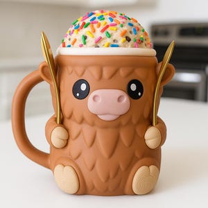 Ice Cream Pint Holder - Highland Cow Edtion with Toppings Draw