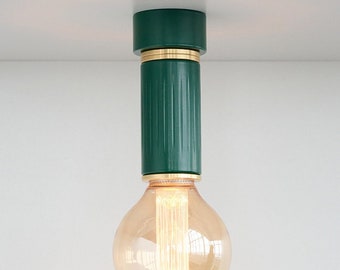 Moderne Deckenlampe, moosgrün lackierte Messing Deckenlampe E26 oder E27 Glühbirne minimalistische Deckenlampe Küche, rotes Messing, Downlight