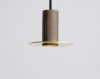 6” Disc Shade Pendant - Browned Brass . Industrial Modern Shade Pendant Light - Spot Light Down Light - Small Browned Brass Hanging Shade