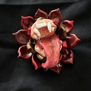 Carnivorous flower brooch and pendant.  Succulent pendant. Succulent brooch. Predatory flower. Cute monster.