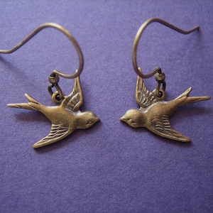 Earrings Brass Swallow Earrings image 1
