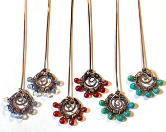 Beaded Bubble Ring Headpins, copper wire, 4”, choose from 8 colors