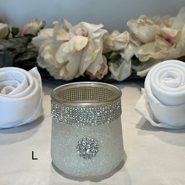 White Glitter Centerpiece, Wedding, Anniversary, Special Event, Home Decor, Vase, Votive, Amenity, Table, Beauty, Baby, Shower