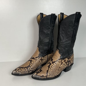 Vintage Panhandle Snakeskin Cowboy Boots | Front Cut Python | Men’s 9 D