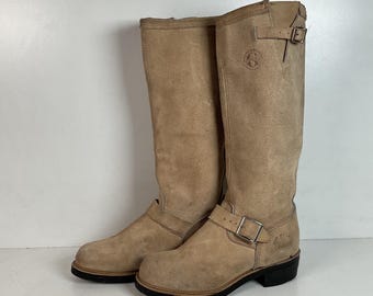 Georgia Tall Suede Engineer Boots Men’s 9 M USA Made Soft Toe