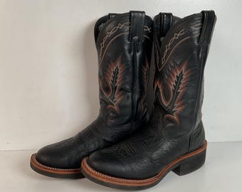 JUSTIN  Black Classic Western Cowboy Boots Mens 10.5D Rodeo Justin Black Leather Cowboy Boots Mens 10 EE Extra Wide  main image 3