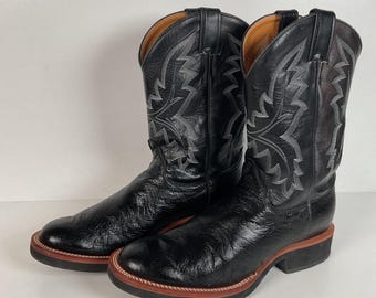 Justin Tekno Crepe | Smooth Ostrich Roper Boots | Exotic | USA Made | Men’s 10 D