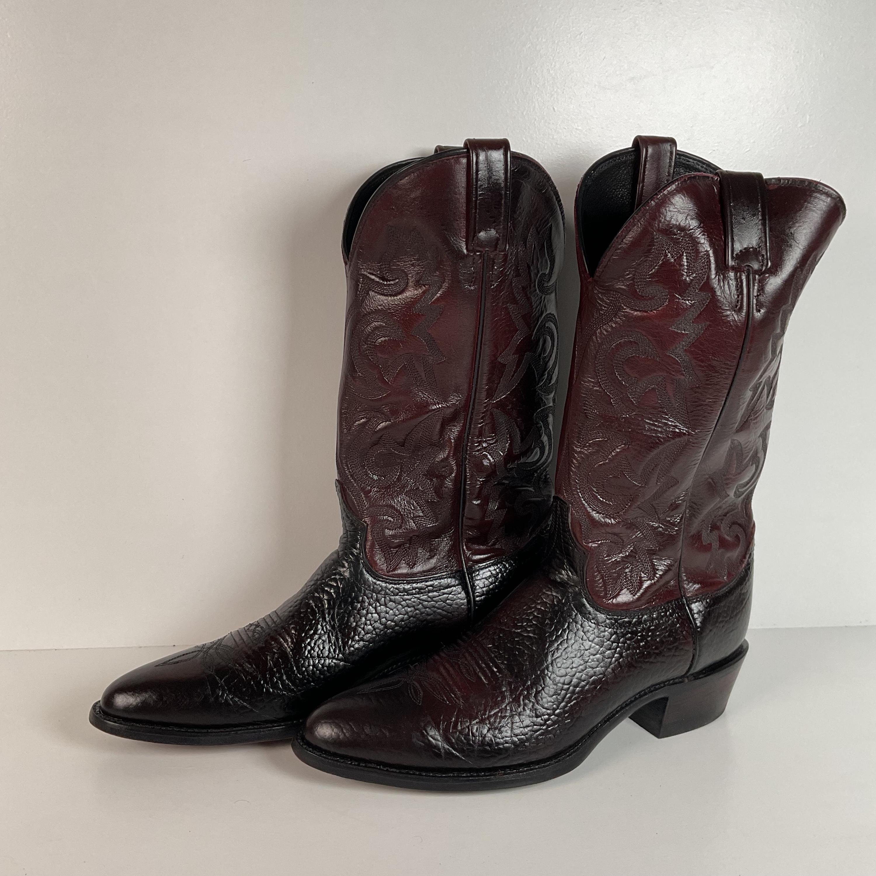 Bottes Vintage Western J. Chisholm, cuir noir T42.5 (9.5D