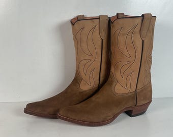 1960s Rodeo Suede Cowboy Boots 11.5 D Rough Out USA Made