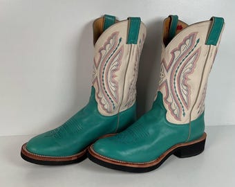 Justin Tekno Crepe Cowgirl Boots | USA Made | Turquoise | Women’s 10 B