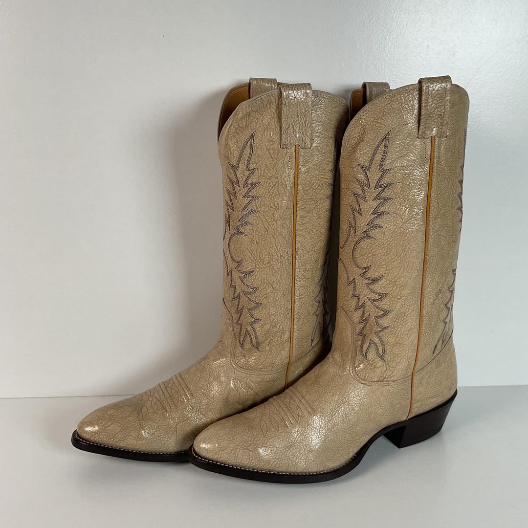 Vintage Nocona Kangaroo Cowboy Boots | USA Made | Sand | Men's 10