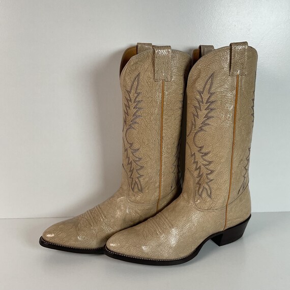 Vintage Nocona Cowboy Boots cream Leather Size 9 1/2 EE. See Video My favorite cowboy boot brand of all time! Vintage Nocona  main image 3