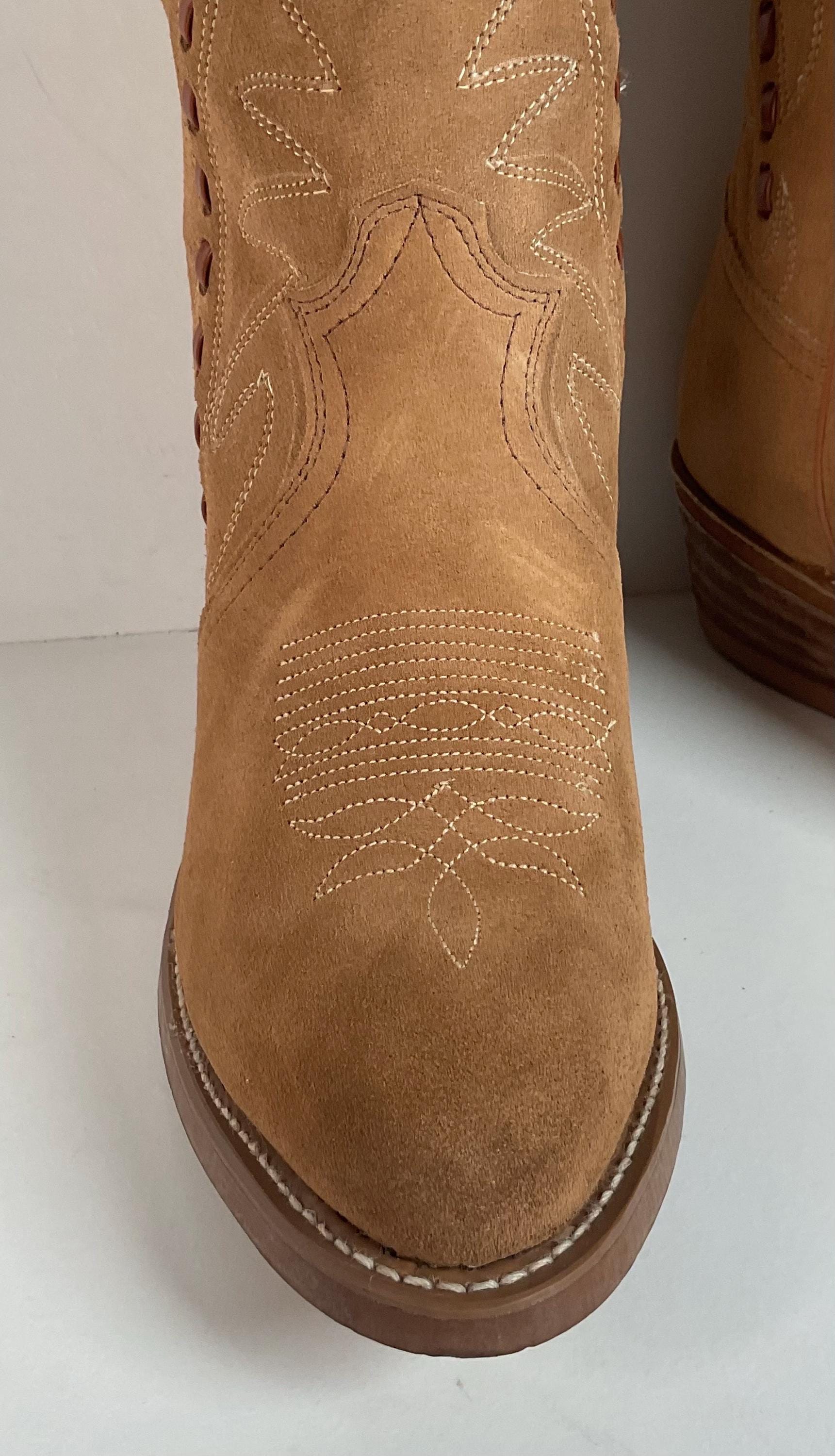 Vintage Sears Leather Suede Cowboy Boots Rough Out Buck Stitch USA Size 10.5 Vintage Sears Suede Cowboy Boots | Rough Out | Buck Stitch  main image 2