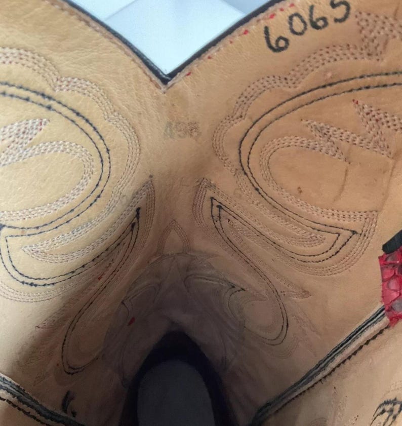 Vintage Larry Mahan Cherry Red Python Snakeskin Cowboy Boots 9.5 D Back ...