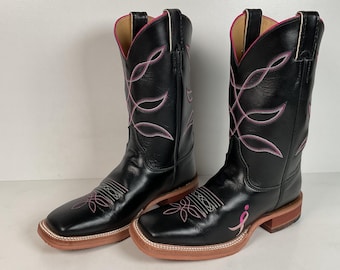 Justin Breast Cancer Awareness Cowgirl Boots | USA Made | Square Toe | 8 B