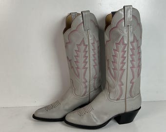 Vintage Panhandle Slim Taupe Cowgirl Boots 7 B Hand Crafted