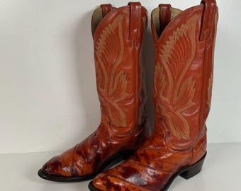 Vintage J. Chisholm Eel Skin Cowboy Boots | Exotic | USA Made | Men’s 8.5 D