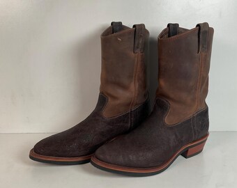 Vtg 70's Chippewa Round Toe Work Hunting Brown Leather Boots Size