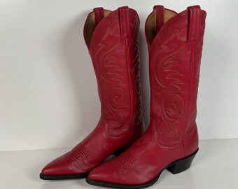 Vintage Sanders Cowgirl Boots | Ruby Red | Women’s 6.5 B