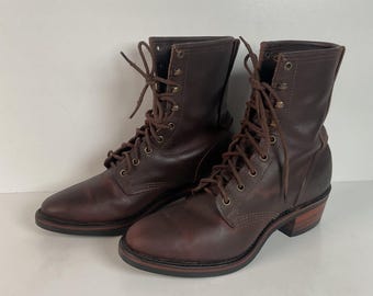 Vintage Santa Fe Western Packer Boots | Apache | Lace Up | USA Made | Women’s 9 M