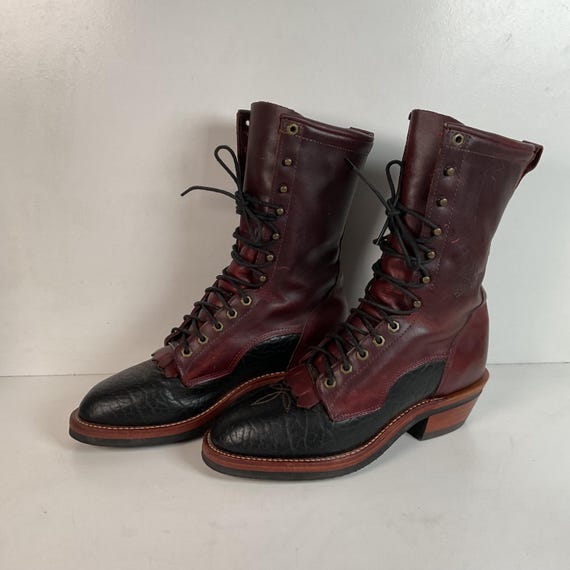 Vintage Men\'s Black Kiltie Packers Western Leather Boots Size 10D Men main image 4