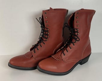 Vintage Western Packer Stiefel | Schnüren | Hergestellt in den USA | Herren 12 D
