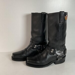 Harley-Davidson Black Leather Western Harness Boots with Silver Emblem Harley Harness Boots - Etsy main image 4