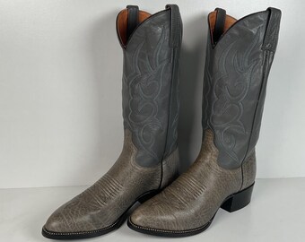 Vintage J. Chisholm Bullhide Cowboy Boots | USA Made | Grey | Men’s 8.5 D