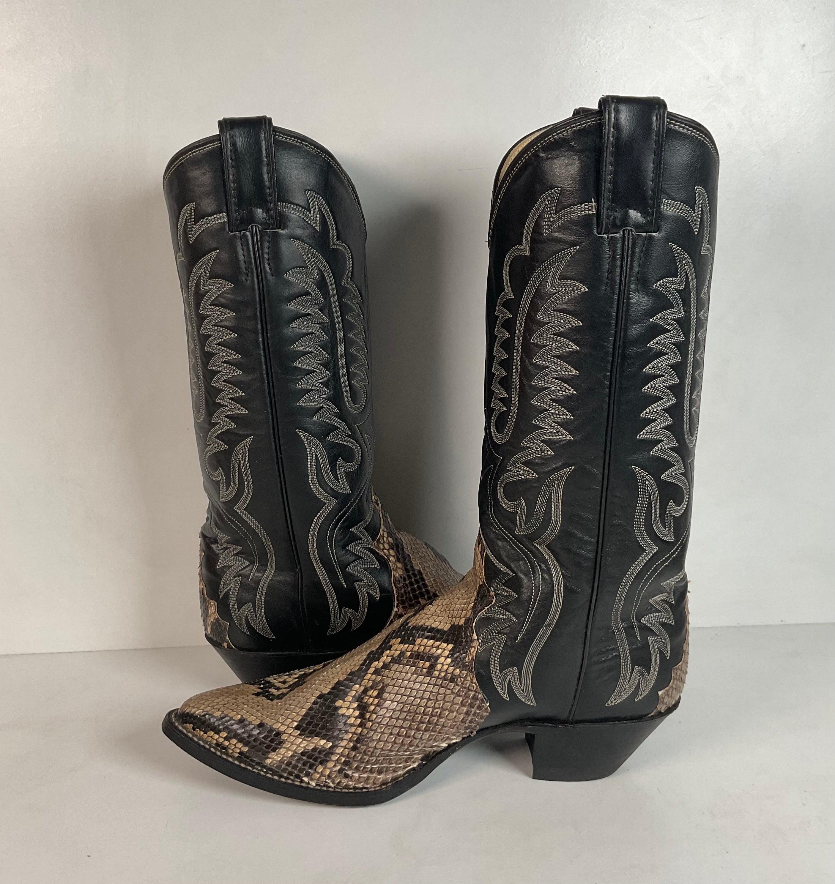 Vintage Men’s Jhonn Whaynee Python Western Cowboy Boot Size US 9.5 Cowboy Boot Python Cognac – Agave Boots main image 4