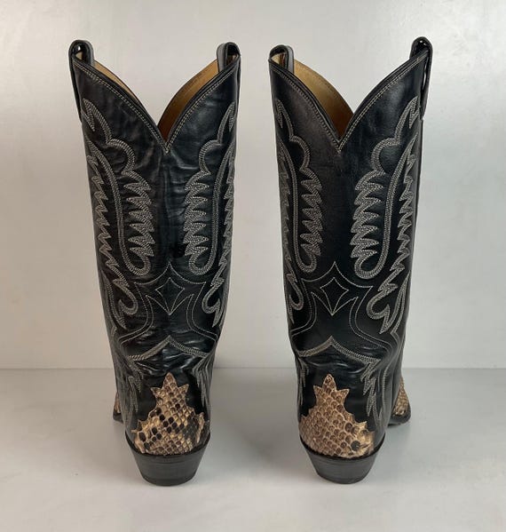 Vintage Justin Front Cut Python Snakeskin Cowboy Boots 8.5 D USA