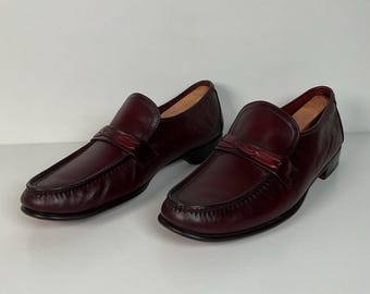 Vintage Wright Loafers | Hand Sewn Moccasins | Burgundy | Men’s 12 C