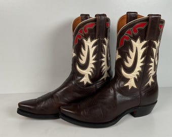 Botas vaqueras vintage Justin Pee Wee / Años 60 / Etiqueta Fort Worth / Talla 9 C para hombre