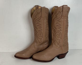 Vintage Panhandle Slim Beige Cowgirl Boots 6.5 B Handcrafted