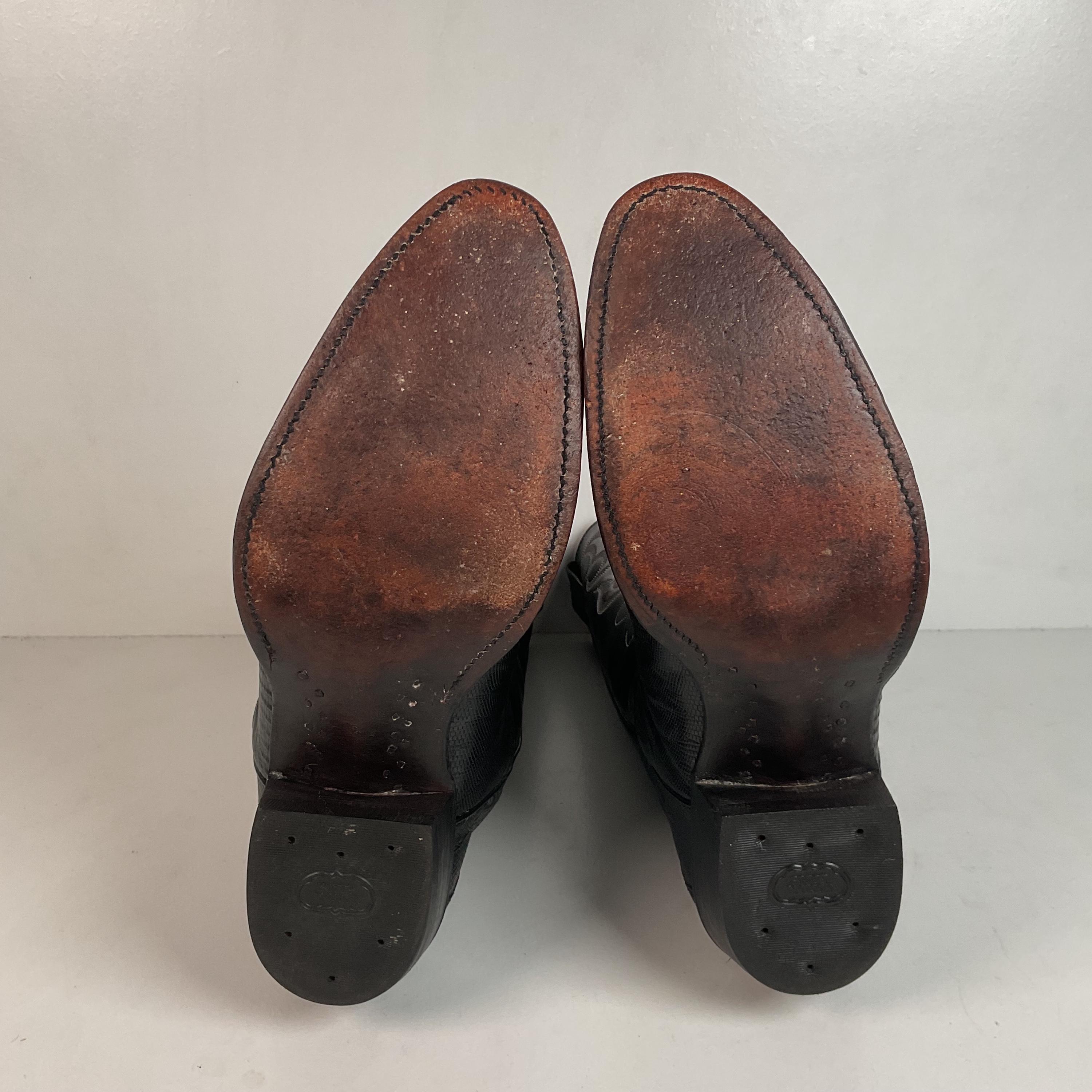 Nocona Vintage Mens 11 Teju Lizard Cowboy Boots Black Leather Western USA Vintage Nocona Teju Lizard Cowboy Boots 11 B USA Made - Etsy main image 4